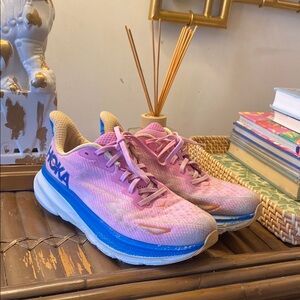 Hoka Pink and Blue Running Shoes